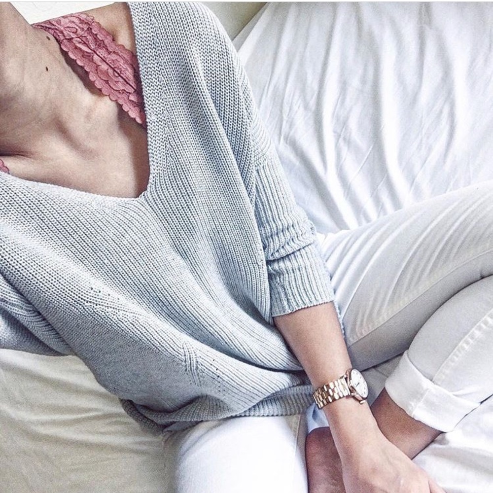 Light grey vneck tunic
